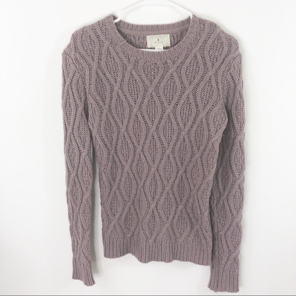 Ruby Moon Cable Knit Wool Blend Crew Sweater S - image 1